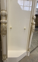 шафа кутова в зал складана система Hettich, Дзеркало в золотому алюмінієвому профілі, різьблені колони.