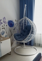 Кокон-Гойдалка -Білий ротанг тканина велюр